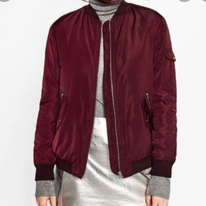 Burgundy bomber jacket